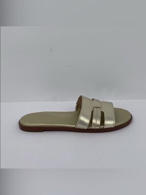 Cole Haan Flynn slotted slide sandals gold shoe metallic mule flat women new 8.5